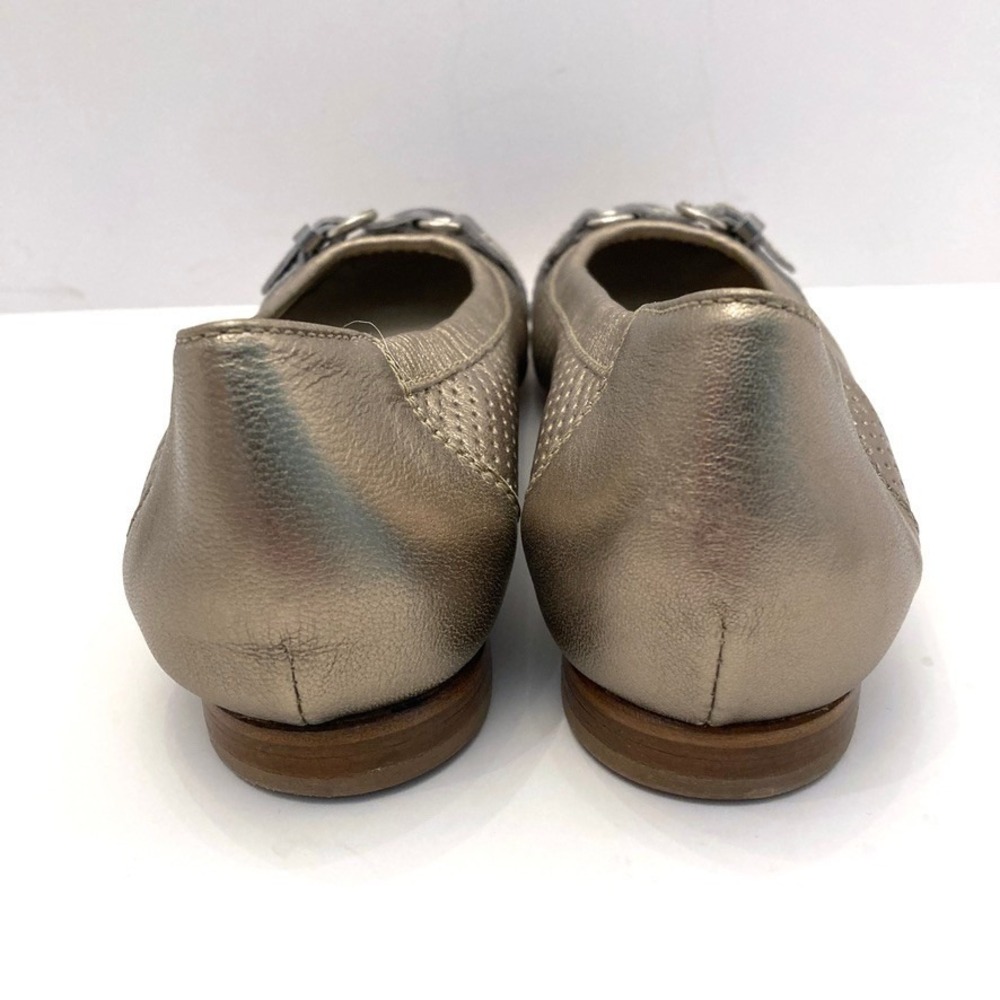 AGL Monika Cap Toe Ballet Flat EU 37 Womens 7 Italy Pewter Leather Patent Toe - Picture 8 of 9
